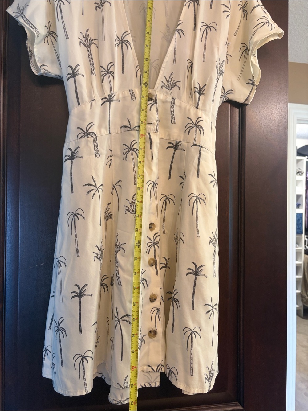 Marine Layer Cream Mini Dress with Black Palm Print - Picture 13 of 16
